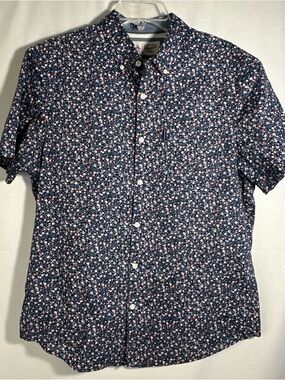 Original Penguin Navy Short-Sleeve Floral Button-Down Shirt